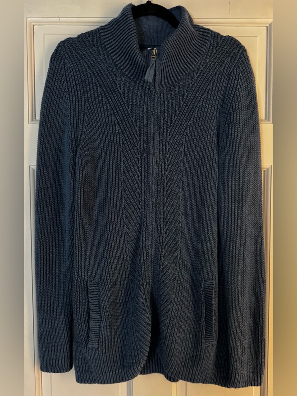 LL Bean Blue Full-Zip Knit Sweaer